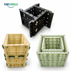 Modular reusable plastic column formwork for concrete construction, adjustable square concrete pillar mold